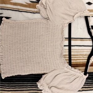 One Clothing Cream Textured Top